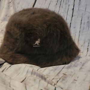 Kangol brown furry bucket hat, size LARGE